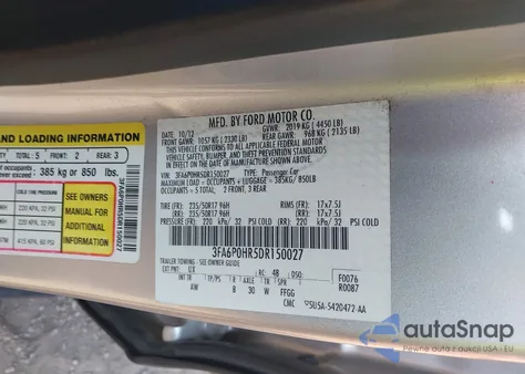 2013 Ford Fusion Se z USA, uszkodzony, nr VIN 3FA6P0HR5DR150027